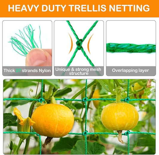 Trellis Netting - Garden Netting for Plants, 6.6x16.4 FT Garden Trellis Netting for Climbing Plants with 27 Strands Nylon Outdoor Indoor, Vegetable Grow Trellis Net for Tomato, Cucumber, Grape, Bean