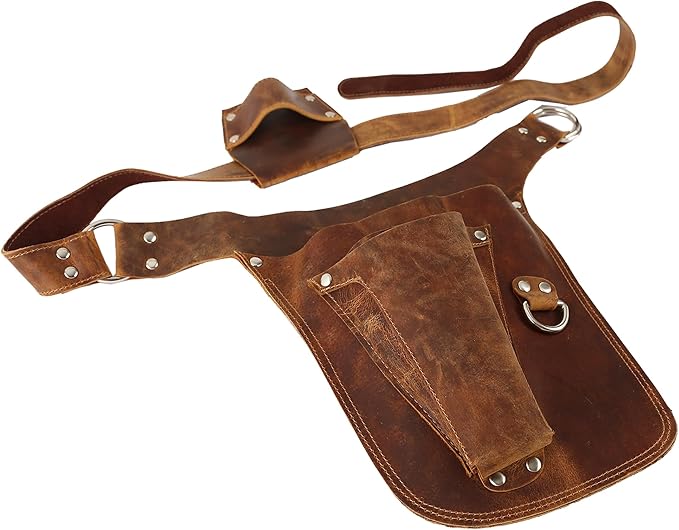 Brown Leather Belts for Construction, Gardener - Waist Pouch for Electrician, Carpenter and Construction Belt Bag - Premium Handmade Full Grain Genuine Leather Florist Tool Belt