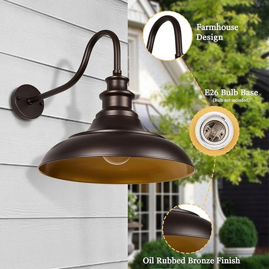 Exterior Farmhouse Barn Light, 16 Inch Vintage Outside Garage Light Fixtures, 4PCS Anti-Rust Waterproof Outdoor Light for Patio Frontdoor Entryway Doorway