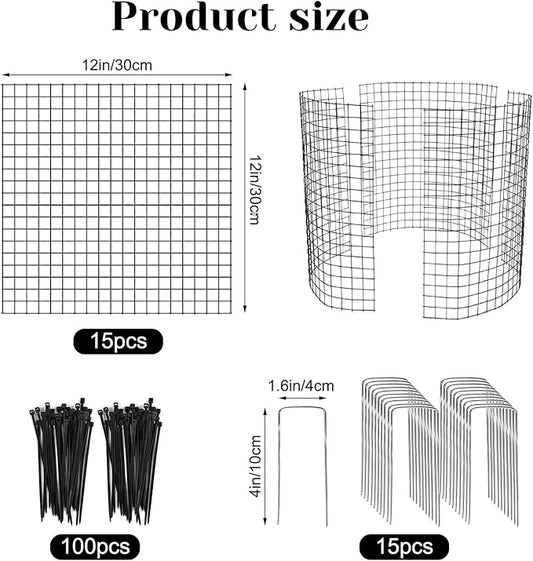 15 PCS Round Plant Protector from Animals, 5 Pack 12'' x 12'' Metal Plant Cages, Metal Mesh to Keep Animals Out, Garden Protection Bunny Barricades, Wire Plant Protectors for Rabbits Chicken Duck
