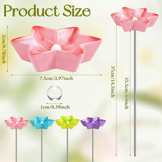 4 Pack Bee Watering Station, Resin Bee Feeder, Flower Design Butterfly Bath Bowl Drinking Cups for Pollinators Small Bird Outdoor Garden Yard Patio