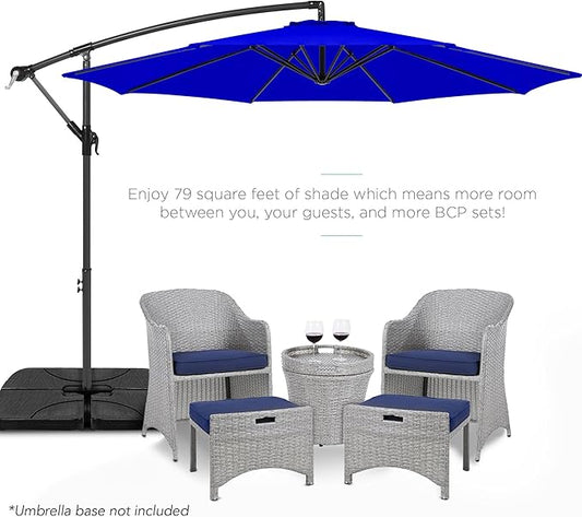 Best Choice Products 10ft Offset Hanging Market Patio Umbrella w/Easy Tilt Adjustment, Polyester Shade, 8 Ribs for Backyard, Poolside, Lawn and Garden