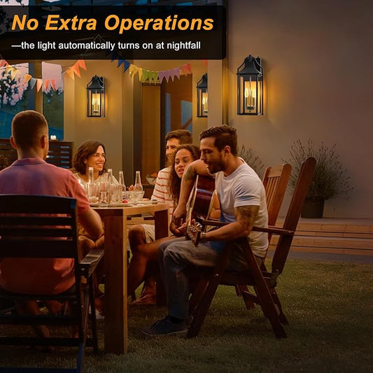 πππ°π΅ Outdoor Wall Sconce Fixture, Dusk to Dawn Patio Lights Waterproof Exterior Lanterns, 2-Light Modern Wall Lights Mounted with Glass, Black Outside Light for House Front Door Decor