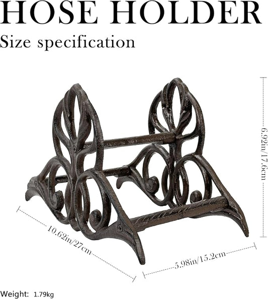 Garden Hose Holder Wall Mount – Heavy Duty Cast Iron Hose Hanger, Hose Holders For Outside Wall Mount, Patio, Yard, or Villa (decorative hose holder)