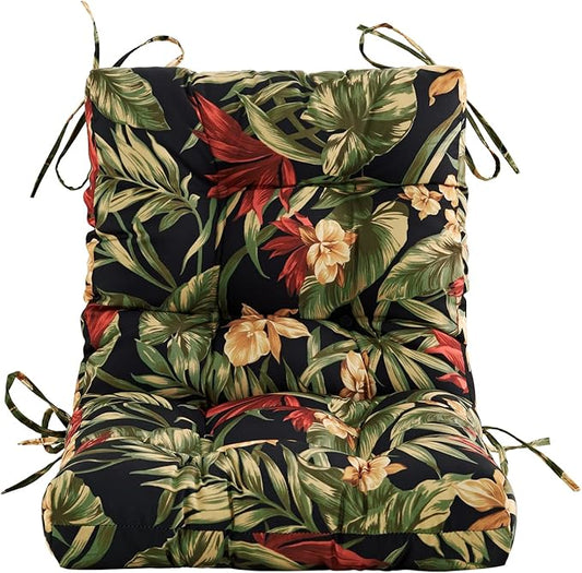 ARTPLAN Seat/Back Outdoor Chair Cushion,Set of 4 Patio Chair Cushion with Tie,Tufted Replacement for Patio Furniture,40x20x4 Inches,4 Count,Floral