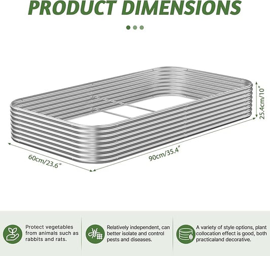 3 Pack 3x2FT Galvanized Raised Garden Bed Outdoor,Metal Garden Bed for Vegetables,Steel Raised Beds for Gardening,Above Ground Garden Box for Flower