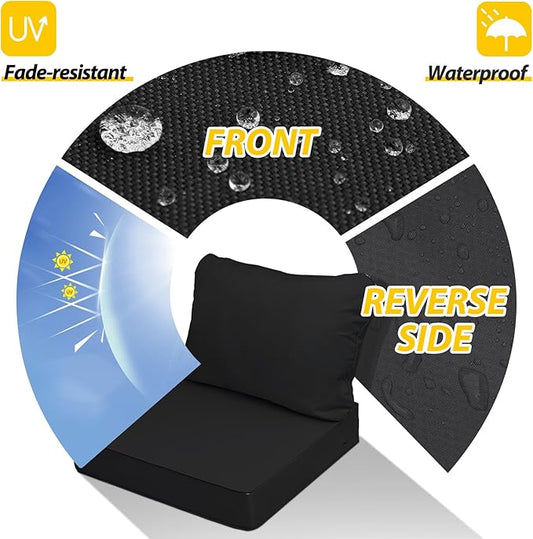 AAAAAcessories Outdoor Seat Cushions for Chairs, Fade-Resistant, Waterproof Patio Furniture Replacement Cushions, 21" x 19" x 3" + 21" x 19", Charcoal Black