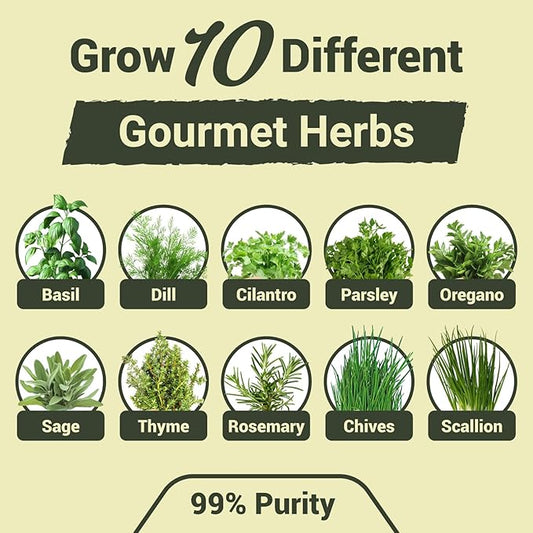 10 Herb Garden Planter Indoor Kit, 44pcs Complete Kitchen Herb Starter Set Including Burlap Pots, Markers, Soil Discs, Gardening Tools, Unique Easter/Birthday/Christmas Gift Ideas for Women, Mom