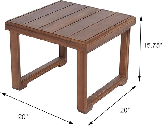 Christopher Knight Home Nicholas Outdoor Small Coffee Table, Slat Panel Square Side Table, Acacia Wood Side Desk for Backyard Balcony Garden, Weather Resistant Patio End Table, Mocha