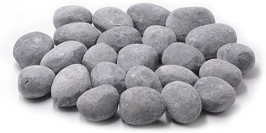 Stanbroil 24pcs Light Weight Ceramic Fiber Pebble Stones for Fire Pit and Fireplace - Grey