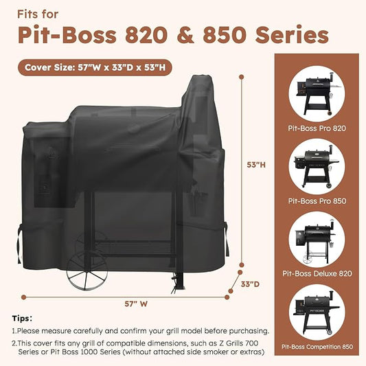 MR. COVER Grill Cover for Pit Boss 820 /Pro 850, Z Grill 700, 600D Wood Pellet Smoker Cover for Pitboss, Waterproof & Heavy Duty BBQ Grill Cover for Pit Boss 820 Deluxe, Pro 850 and Z Grill 700, Black