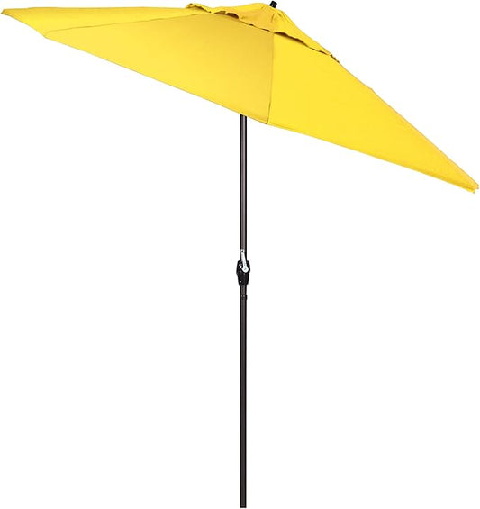 California Umbrella 7.5' Round Aluminum Outdoor Deck, Pool or Patio Umbrella, Crank Lift, Auto Tilt, Bronze Pole, Lemon