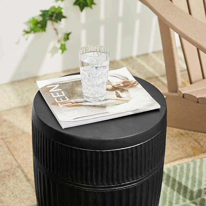 Giltzhome Decorative Garden Stool, 18.5" H Antique End Side Table Planter Stand for Garden Patio Lawn Home Indoor Outdoor, Black