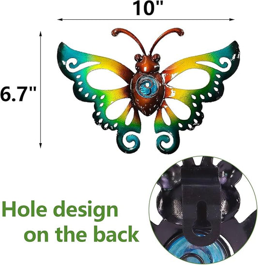 Garden Decor Clearance Metal Butterfly Wall decor 3D Wall Art Hanging Sculpture for Patio Fence, Set of 3, 9 inch, Indoor Outdoor Gift for Family