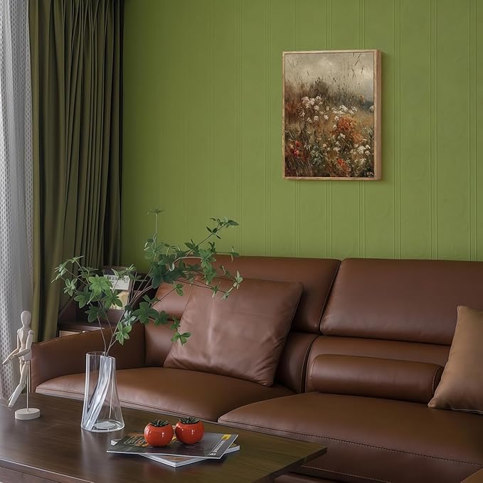 Vintage Canvas Wall Art Flowers Wall Decor Landscape Countryside Wildflowers Oil Painting Farmhouse Picture Modern Print Rustic Floral Prints Living Room Bedroom Bathroom 12x16 Inch Framed