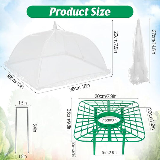 6 Sets Strawberry Plant Supports with Mesh Plant Cover,Strawberry Growing Racks with Metal Plant Nails and Storage bag for Strawberry Vegetables,Used to protect strawberries and keep them clean
