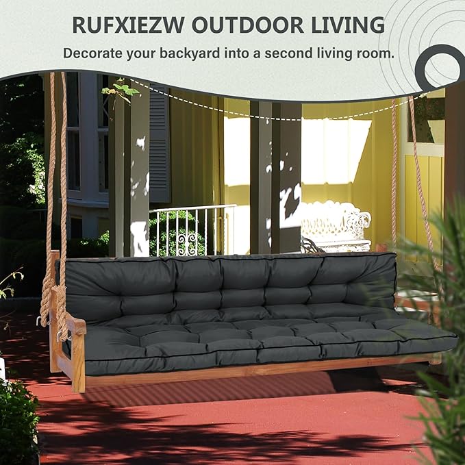 2/3 Seater Swing Replacement Cushion, Waterproof Porch Swing Cushions with Backrest, Thickened Bench Cushions for Outdoor Furniture, for Outdoor Patio Swing (Dark Grey, 70.8 * 40in)
