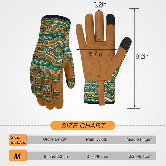 Leather Gardening Gloves for Women Thorn Proof Garden Gloves Touch Screen Working Gloves Gifts,M