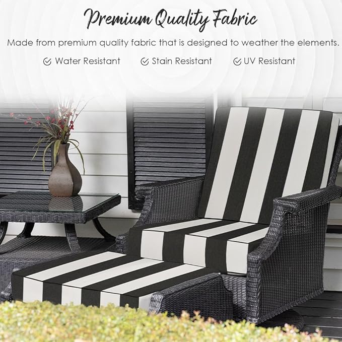 RSH DECOR: Deep Seating Cushion with Pillow Back | 23” x 26” Seat | All-Weather Spun Fabric | Water and Fade-Resistant | Outdoor Chair Cushion Set for Patio Furniture | Copeland Caribe Blue Floral