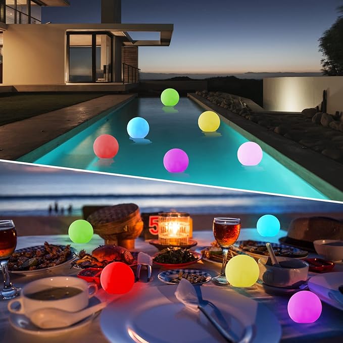 Waterproof 4-Inch LED Floating Pool Lights, Rechargeable Orb Night Light for Kids, 16 RGBW Colors Light Up Ball, Hot Tub Lights, Pool Accessories, Remote Control (1Pack)