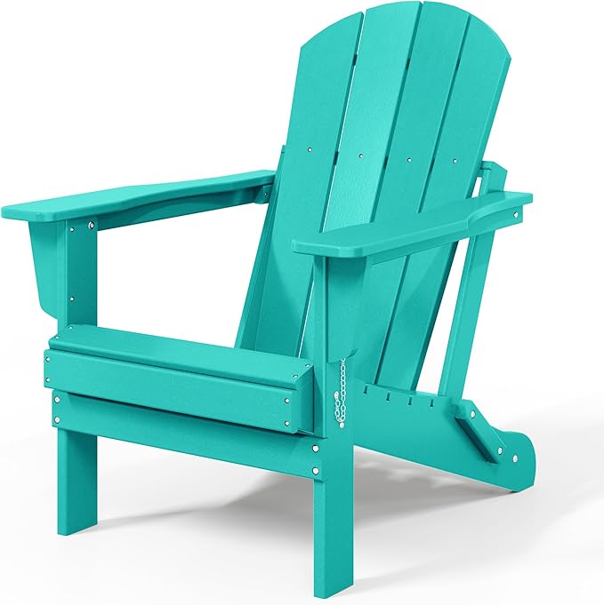 WestinTrends Malibu 2 Piece Set Outdoor Folding Poly Adirondack Chair, Turquoise