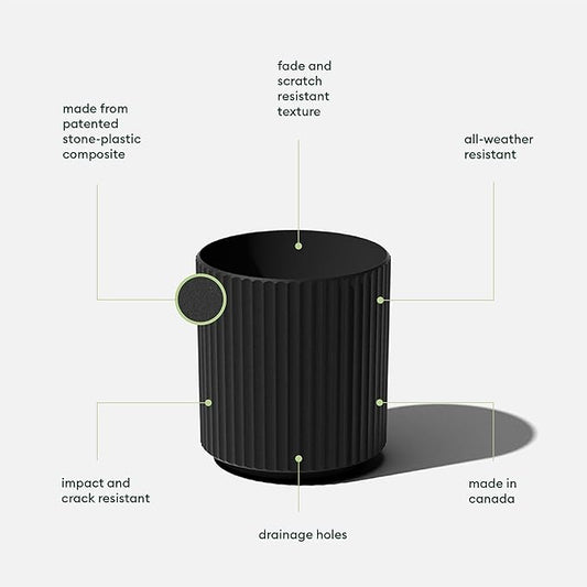 Veradek Demi Series Round Planter for Porch, Patio, Backyard | Durable Plastic-Stone Composite Material | Modern Décor for Tall Plants, Flowers