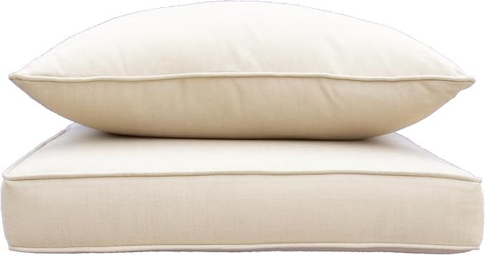 Generic Outdoor Patio Furniture Replacement Cushions,24X24X5 Inch Deep Seat Chair Seat Back Cushion Set,All Weather Breathable Sectional Cushions for Patio Furniture Couch Loveseat,Beige Sand