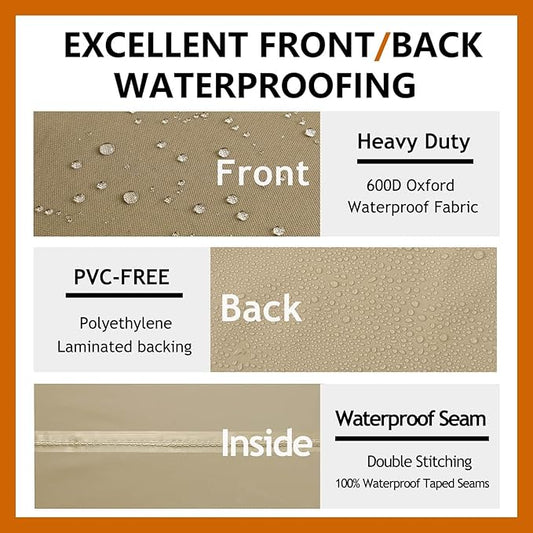 Curved Patio Furniture Cover for Outdoor Sectional Sofa, 96"(65") Reinforced Waterproof 600D Patio Couch Covers, Lawn Outside Garden Furniture Winter Protective Cover