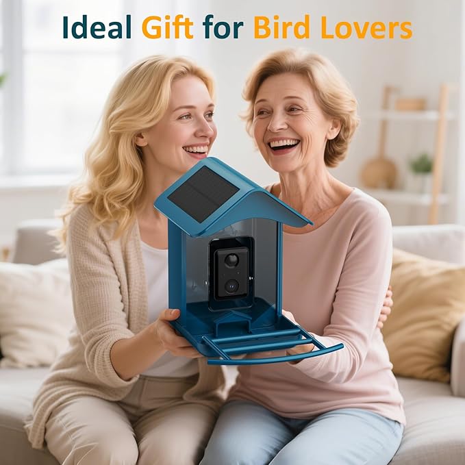 BIRDLEGEND® BL01 Bird Feeder with Camera Solar Powered, Free AI Smart Camera Bird Feeder with 64GB Card DIY Add-ons 1080P Live Auto Capture Videos Pictures, Gifts for Birdlover Mom Dad, 2.4GHz WiFi