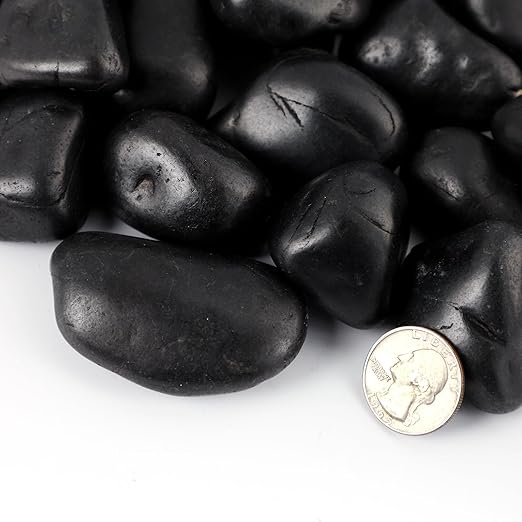 11LB Black River Rocks for Vases 3/4-1 5/8Inch River Stones Decorative Rocks for Plants Indoor Pebbles for Crafts Decorative Stones Gravels Rocks for Plants Outdoor
