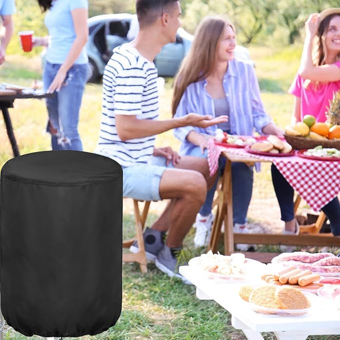 Smoker Cover Fit for Realcook Vertical 17 Inch Steel Charcoal Smoker, Waterproof Grill BBQ Cover Vertical Smoker Covers-22 D x 35" H