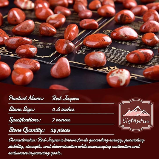 Red Jasper Healing Crystal Stone Set - 24 Pieces, 0.6" Natural & Polished Stones for Healing, Meditation, Reiki, Chakra, Crafting & Decoration