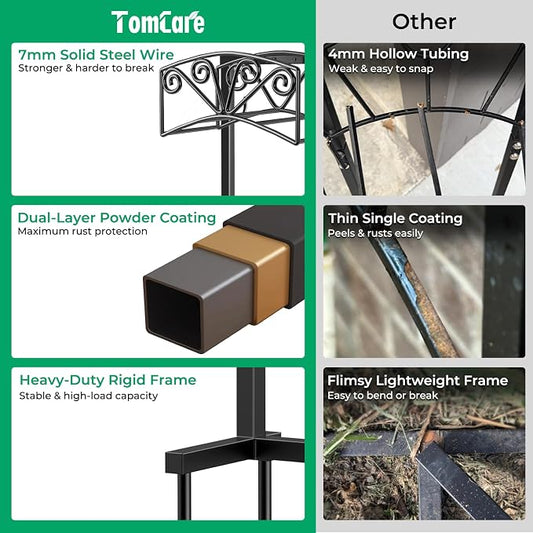TomCare Garden Hose Holder Upgraded Heavy Duty Metal Water Hose Holder Holds 160 FT Hoses Sturdy Hose Reel Freestanding Outdoor Hoses Storage Hanger for Outside Yard Lawn