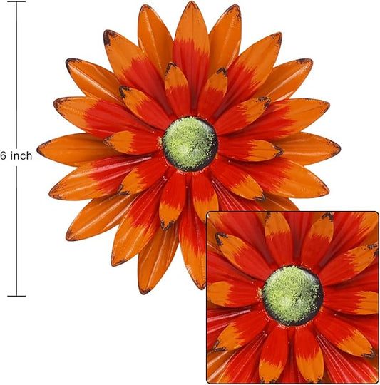 hogardeck Metal Flower Wall Decor - 6 PCS 6" Colorful Flower Decor for Indoor Outdoor, Sunflower Kitchen Decor Floral Metal Wall Art for Bathroom, Living Room, Porch, Garden, Yard