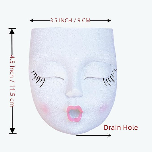 Funny Face Planter Kiss Head Face Planter Pot Handmade Flower Pot Lightweight Resin Plant Pots for Indoor and Outdoor Use White 1Pack