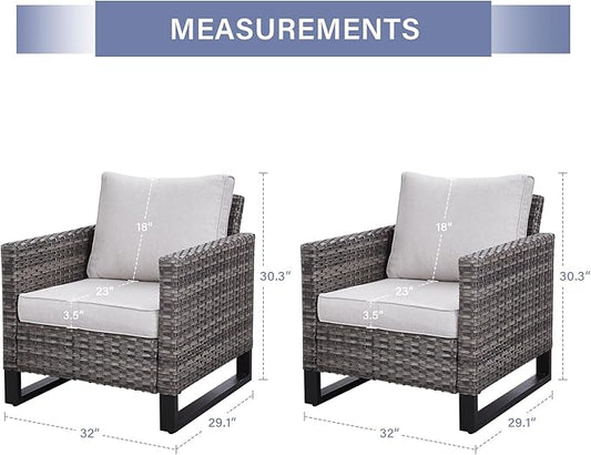 Rilyson Wicker Outdoor Patio Chairs Set of 2-2 Piece Rattan Chairs with Waterproof Wicker,Comfortable Cushions and Sturdy Metal Frame for Outside Porch Deck Backyard(Mixed Grey/Beige)
