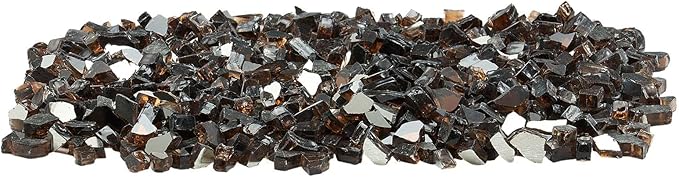 VEVOR Fire Glass, 10 LBS / 4.5 KG High-Temperature Resistant Fireplace Rocks, 1/2-Inch / 12.7 mm Reflective & Smokeless Firepit Glass Rock, High Luster Stone Landscaping for Fire Pit Table, Copper
