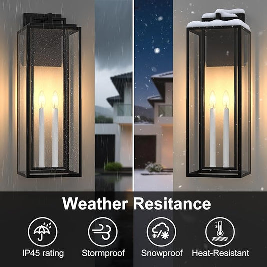 ππππ Large Outdoor Wall Lights, Modern Exterior Lighting Fixtures with White E12 Base, Wall Mount Lantern Waterproof Outside Sconce for House Porch Patio Yard Front Door