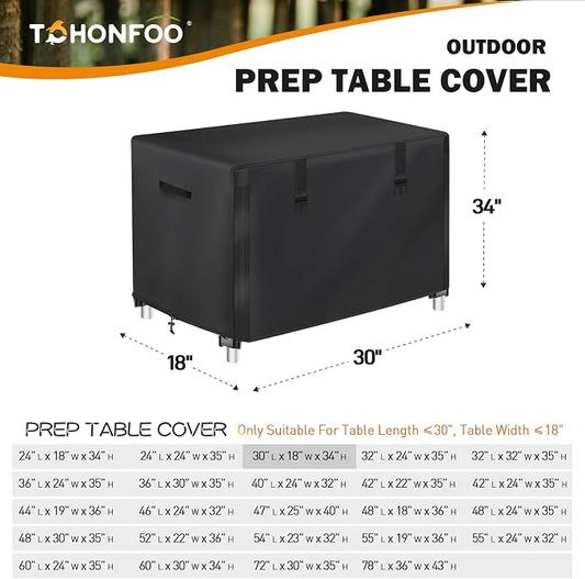 Outdoor Prep Table Cover with Split Zipper, Waterproof Patio Stainless Steel Metal BBQ Table Cover, Suitable for Outdoor Dining Table, Grill Table, BBQ Grill Cart, 30"L x 18"W x 34"H