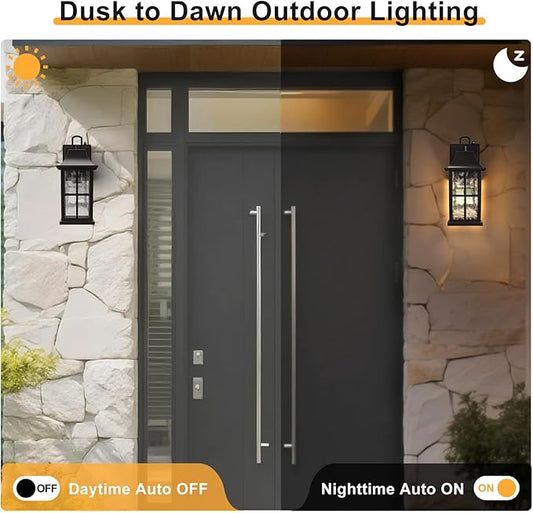 Modern Outdoor Wall Lights 2 Pack, Aluminium Dusk to Dawn Outdoor Lighting, Exterior Wall Lantern Waterproof Porch Light, Outside Light for House, Garage, Patio (Oil-Rubbed Bronze)