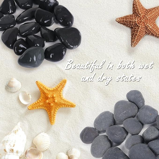 11LB Stone Pebbles River Rocks, 100% Natural Hand-Picked Premium Decorative Pebbles, Ideal for Garden Landscaping, Home Decor, Aquariums, Painting, Crafting and Gifts, Onyx Black