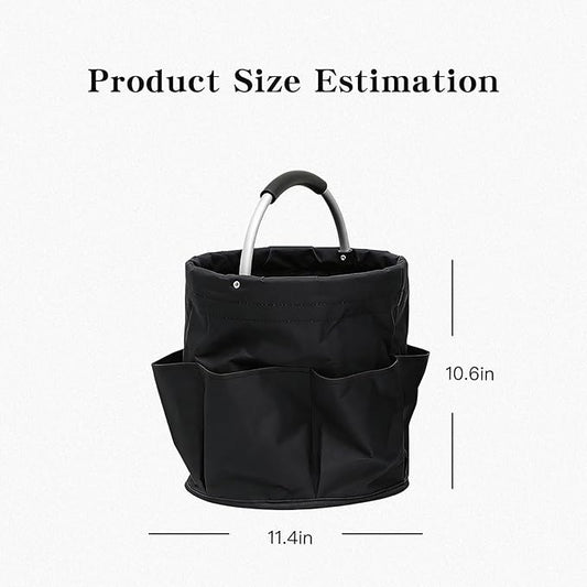 Tool Bucket Organizer 2-Pack, 17L Foldable Cleaner Caddy with 6 Pockets,Handle for Garden、Family and Bathroom, Can Also be Used as a Beach Basket or Shopping Basket,Black+Navy Blue