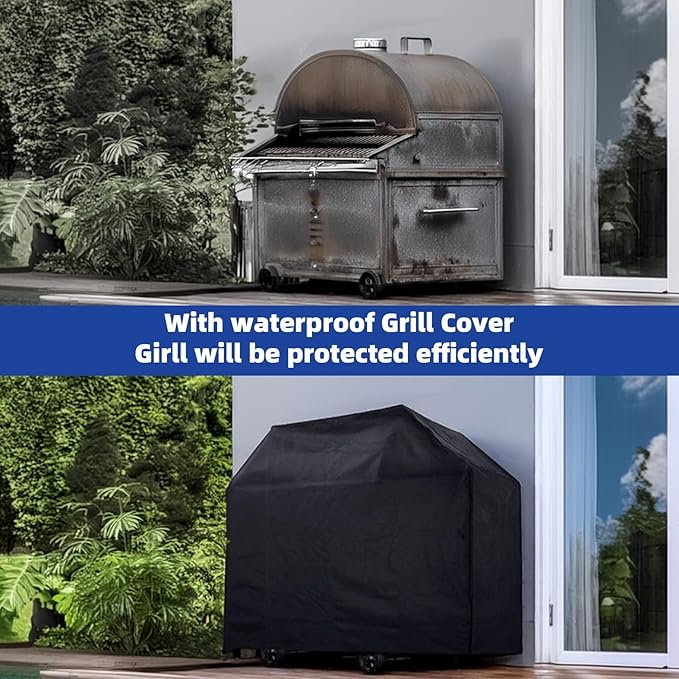 Perfect Grill Cover for Outdoor Grills Waterproof Rip-Proof Weather Resistant for Reliable Protection Griddle Cover Easy to Clean Adjustable Hem Drawstring Fade Resistant (Brown, 40)