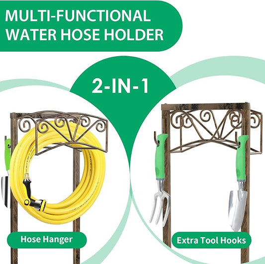 TomCare Garden Hose Holder Upgraded Heavy Duty Metal Water Hose Holder Holds 160 FT Hoses Sturdy Hose Reel Freestanding Outdoor Hoses Storage Hanger for Outside Yard Lawn