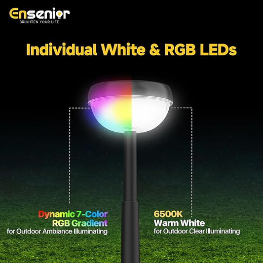 Ensenior Solar Pathway Lights IP65 Waterproof, RGB Color Changing & 6500K Cool White, 8-16Hr Runtime, Flower Pattern Garden Lights for Walkway Porch Yard - 8 Pack