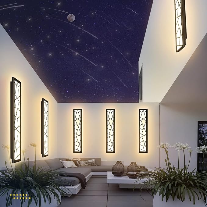 Outdoor Wall Lights 23.6inch Modern Outdoor Wall Sconce LED Long Wall Sconces Black Front Porch Light Waterproof Led Wall Light IP67 3000K Exterior Lighting fixtures