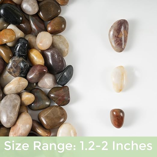 SIDONG 20 LB Mixed River Rocks, 0.4-1.2 Inches Highly Polished Pebbles for Indoor Plants, Decorative Stones for Plants, Fish Tank, Vases, Home DΓ©cor, Crafting, Garden Landscaping