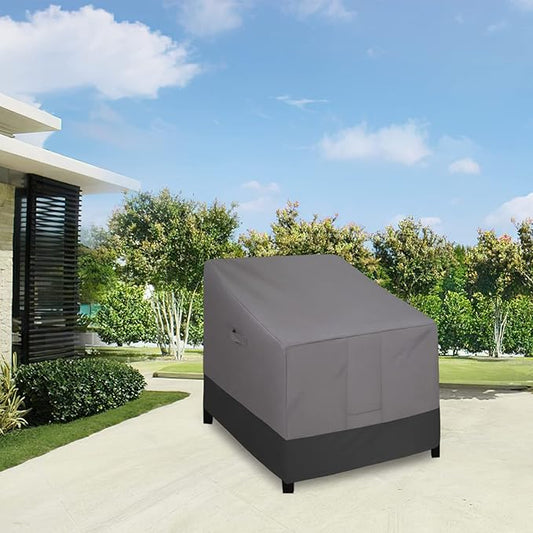 Easy-Going Outdoor Chair Cover Waterproof, Heavy Duty Patio Chair Cover, Windproof Outdoor Furniture Cover with Air Vent (2 Pack-33.5Wx31.5Dx36H inch, Gray/Black)