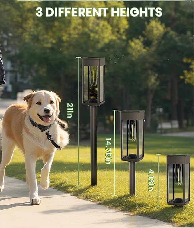 BITPOTT Solar Pathway Lights Outdoor,Bright Solar Lights for Outside, Waterproof Auto On/Off Garden Lights Solar Powered Landscape Lights for Yard Walkway Driveway Lawn (Cool White, 2 Pack)