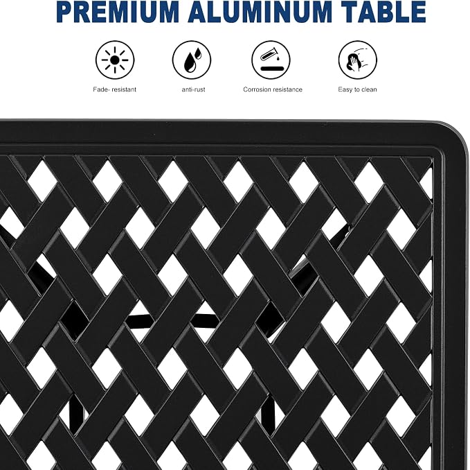 21”Cast Aluminum Outdoor Side Table, Cast Aluminum Patio End Tables, Weather Resistant End Table, Coffee Table for Patio, Porch, Deck, Garden, Black (1, Black)